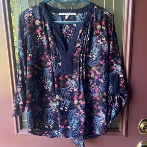 Collective Concepts Floral Blouse - Black and Pink